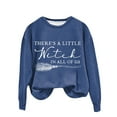 thumbnail image 4 of Blue Womens Tops There's A Little Witch In All Of Us. Women's Monogram Print Halloween Witch Crew Neck Hoodless Hoodie Fall Sweaters for Women 2024, 4 of 4