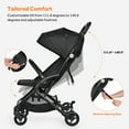 thumbnail image 4 of Poussette Légère pour Bébé, Poussette Parapluie de Voyage Compacte à Pliage avec Dossier et Repose-Pieds Réglables, Noire (Supporte jusqu'à 33 Lb), 4 of 9