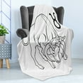 thumbnail image 4 of Zodiac Taurus Soft Flannel Fleece Throw Blanket, Hand Drawn Style Bull Outline with Horoscope Sign Monochrome Design, Cozy Plush for Indoor and Outdoor Use, 50" x 60", Black and White, by Ambesonne, 4 of 5