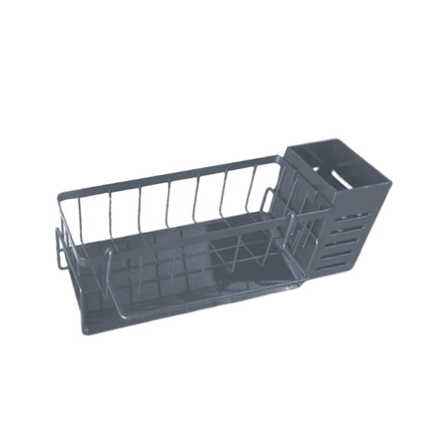 Organizador de fregadero de cocina con bandeja autodrenante, estante de almacenamiento multiusos para el hogar gris