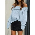 thumbnail image 4 of PRETTYGARDEN Women's Sweaters Spring Off The Shoulder Long Sleeve Top Outfits Loose Knitted Winter Pullover, 4 of 8