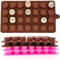 thumbnail image 1 of Cute Smiley Face Chocolate Candy Moldes de silicona, reutilizable Expression Ice Cube Trays Molde de silicona para hornear-4 paquetes Vhermosa HMYH539, 1 of 7