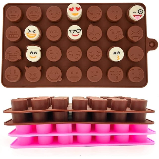 Cute Smiley Face Chocolate Candy Moldes de silicona, reutilizable Expression Ice Cube Trays Molde de silicona para hornear-4 paquetes Vhermosa HMYH539
