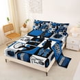 thumbnail image 2 of Castle Fairy Basketball Gamer Collage King Sheets 4pcs, Sport Geometric Grid Bedding, Black Navy Blue,1 Fitted Sheet, 1 Flat Sheet and 2 Pillowcases, 2 of 6