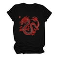 thumbnail image 6 of LYXSSBYX Tshirts Shirts for Women New Year Dragon Printed Short Sleeved Casual Loose Top Short Sleeved Round Neck Top/shirt, 6 of 6