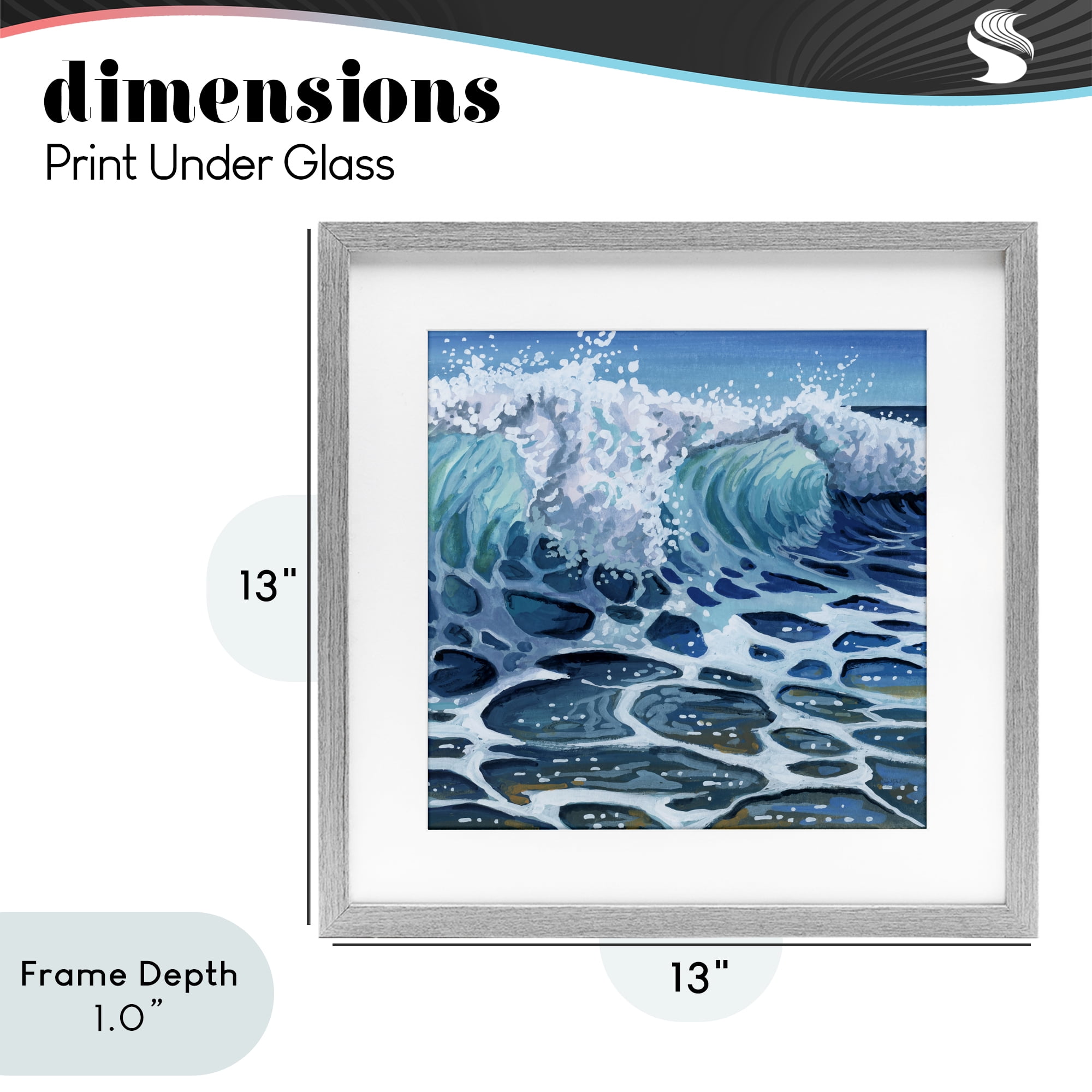 Stupell Industries Strong Crashing Waves on Beach Gray Framed Print Under Glass, design by Kate Jarvik Birch