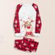 thumbnail image 1 of Conjunto de pijama de 2 piezas de ajuste holgado con estampado de alce familiar traje de pantalón largo rojo traje diario FLhrweasw Nuevo, 1 of 9