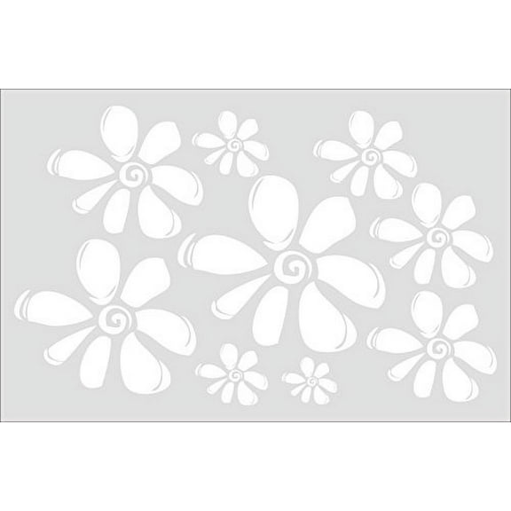 Girl's Wall Sticker Flower Decals 9Pc Large Floral Decor White