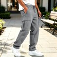 thumbnail image 6 of BXJX Boys Cargo Pants Size 10-12, Casual Fall Elastic Waist Multi Pocket Waffle Knit Trousers Gray, 6 of 8