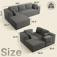 thumbnail image 5 of 105” No-Assembly Cloud Couch, Lofka Modular Sectional Sofa with L-Shape Chaise and Deep Seat, Upholstered Couches for Living Room Bedroom,Grey (Plush Corduroy Fabric), 5 of 9