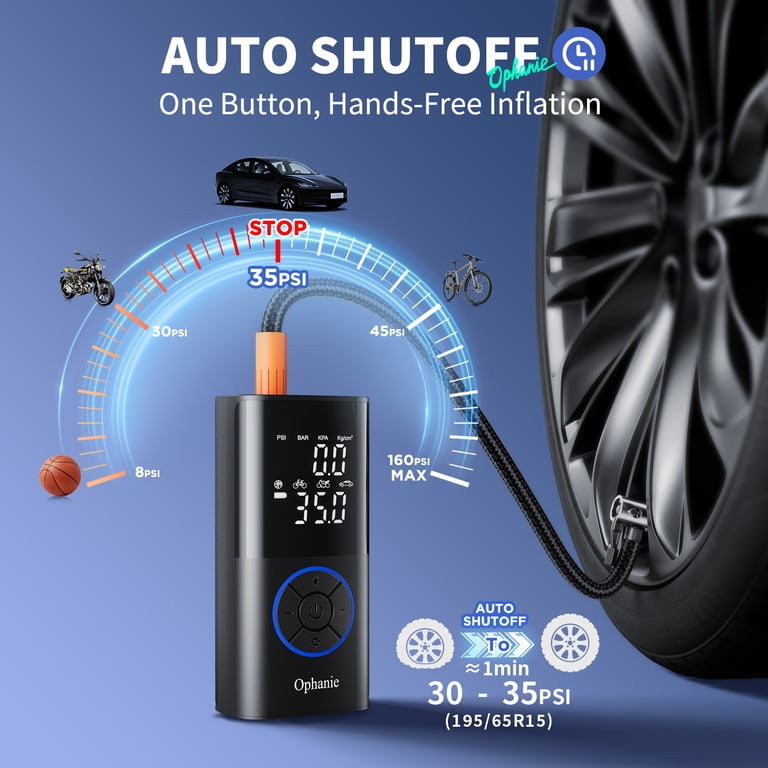 HYVOHEX Portable Tire Inflator | Cordless Air Compressor With Digital Gauge, 160 PSI, For Car, Bike, Ball (HV3)