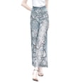 thumbnail image 2 of HSMQHJWE Women Lace Denim Pants High Waisted Hollow Out Asymmetric Floral Patchwork Ripped Straight Leg Jeans Trouser, 2 of 7