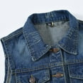 thumbnail image 5 of BYHONG Womens Buttoned Washed Denim Jacket Sleeveless Crop Vest Casual Jackets for Women Deep Blue XL, 5 of 5