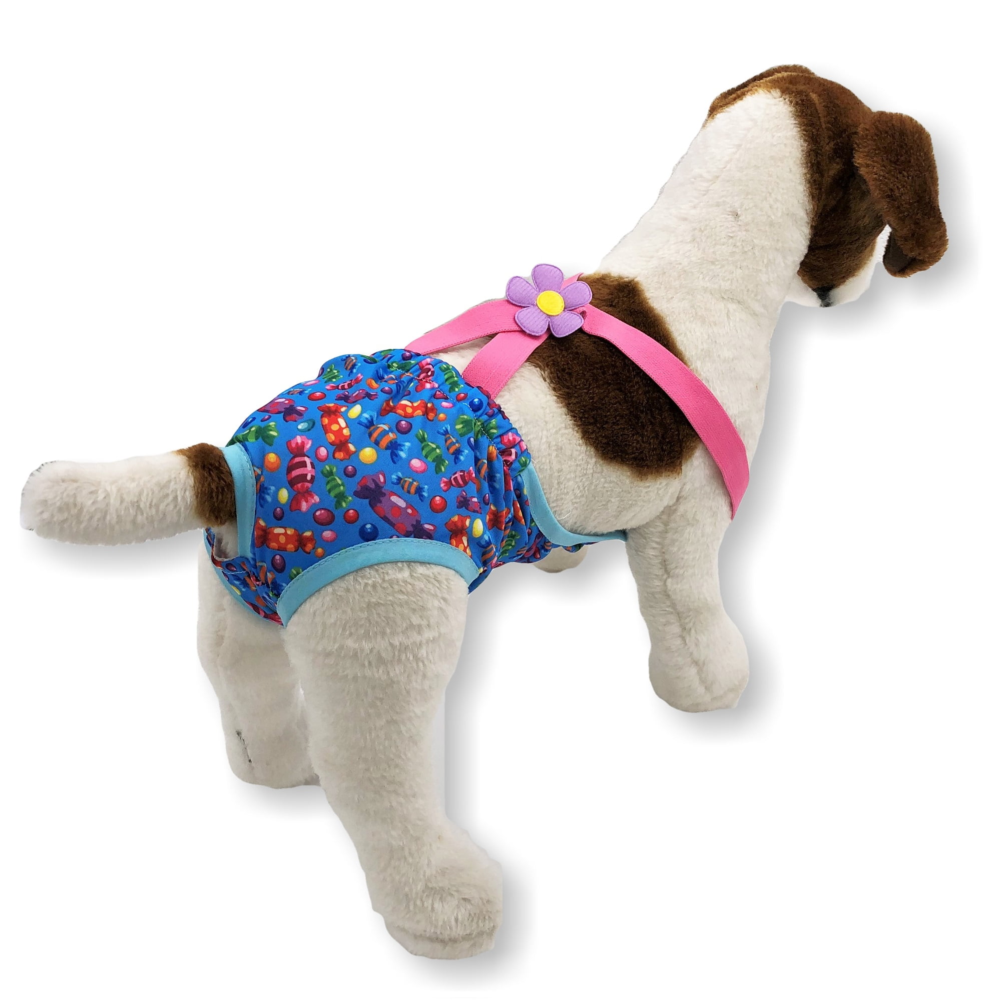 Pack of 6 Female Dog Diapers Sanitary Pantie Washable Reusable with Suspenders Stay On for Small Pet