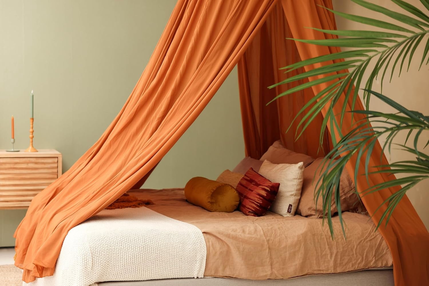 Caramel Bed Canopy for Queen and King-Sized Beds | Bedroom Decoration for Teens or Adults | Conical Shape Insect Netting | Mosquito Net in Multiple Colors and Sizes