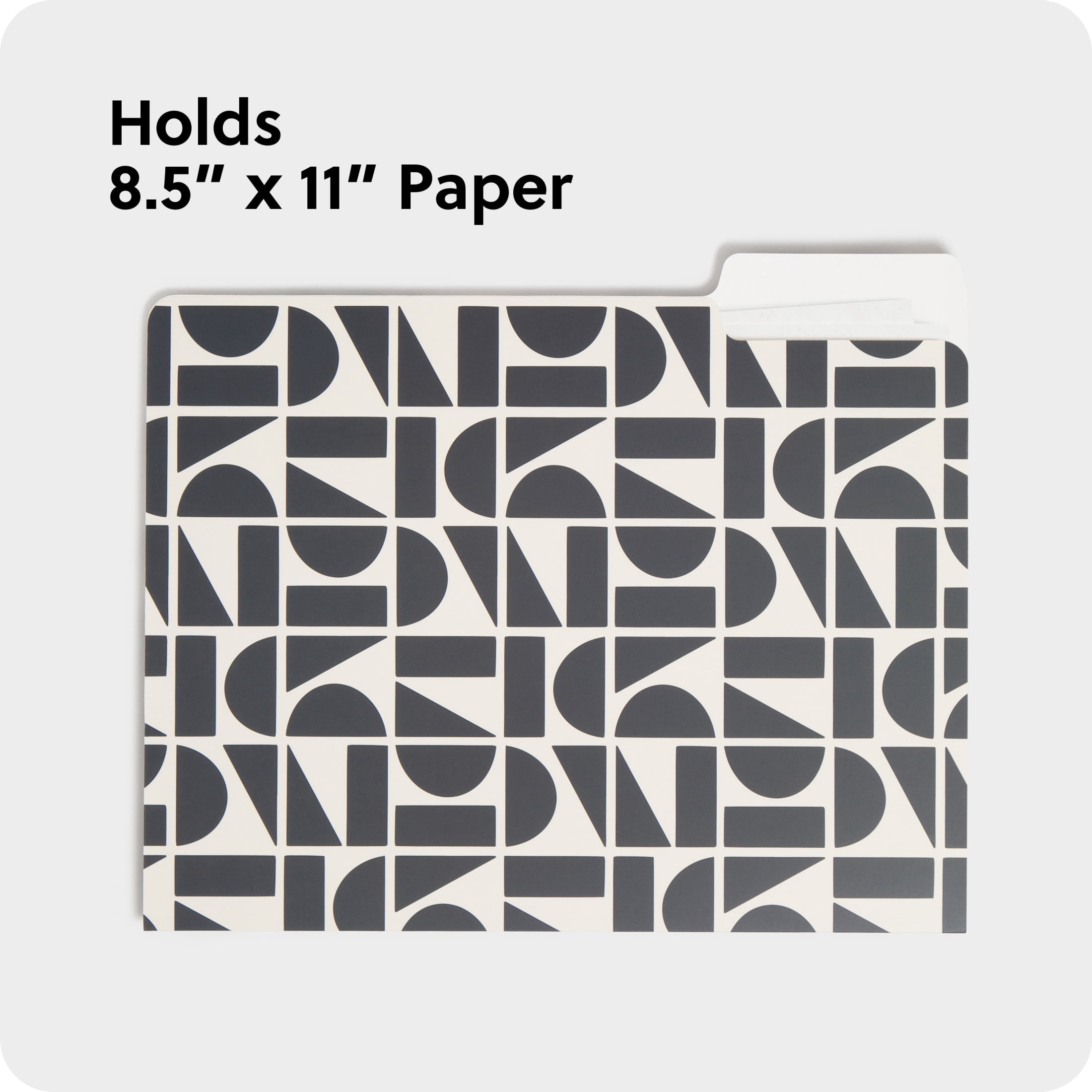 U Brands Fashion File Folders, Set of 9, Off Beat Geo, 1/3-Cut Tabs, Letter Size