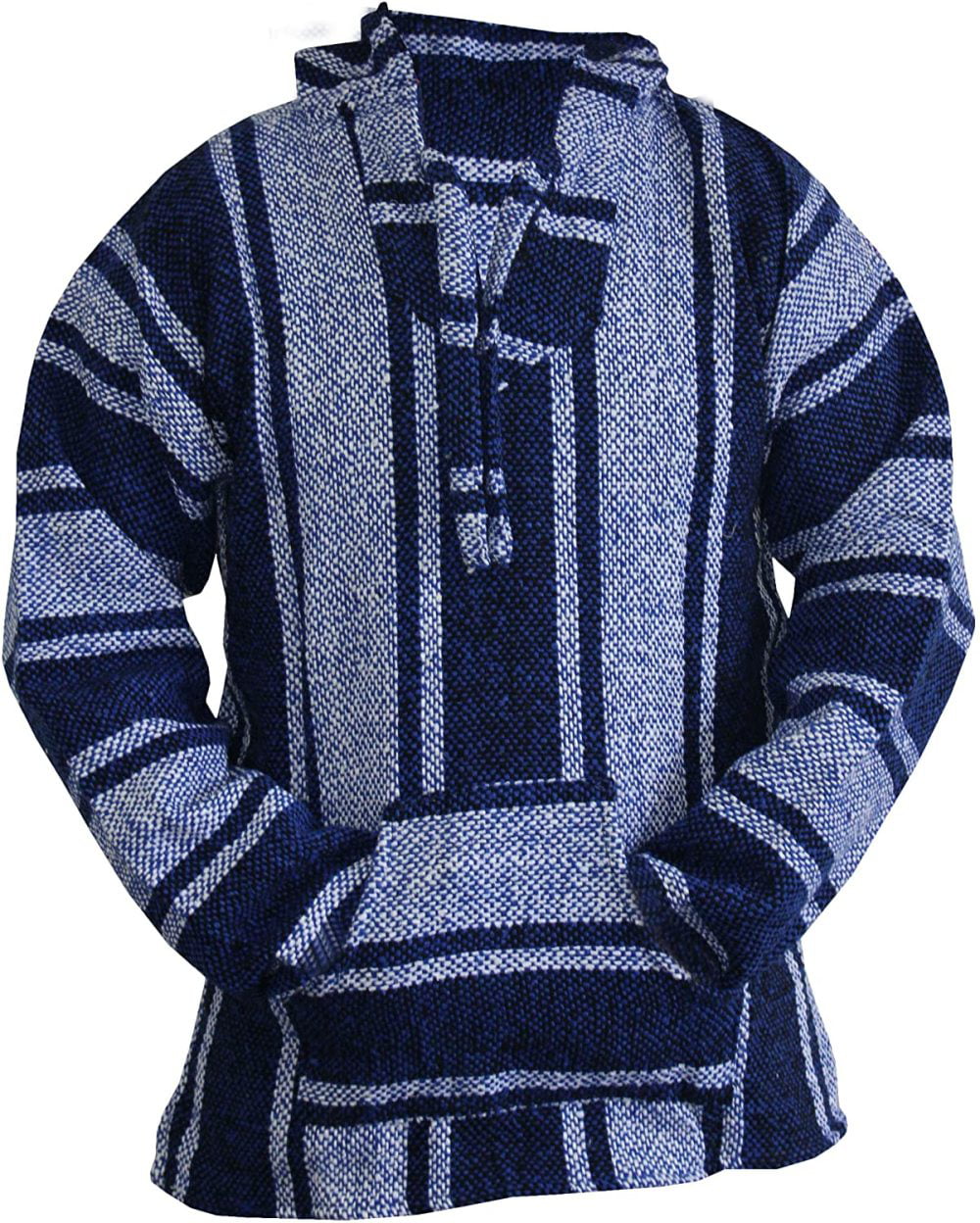 Del Mex Mexican Baja Hoodie Sweater Jerga Pullover Blue Unisex (Medium ...