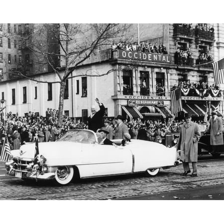 Newly Inaugurated President Dwight Eisenhower Waves To Crowds From An ...