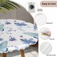 thumbnail image 3 of Blue Butterfly Flower Round Tablecloth for 36-44 Inch Tables,Fitted Table Cover with Elastic Edge,Botanical Watercolor Floral Leaf Waterproof Outdoor Table Cloth Protector for Patio Garden Dinner, 3 of 9
