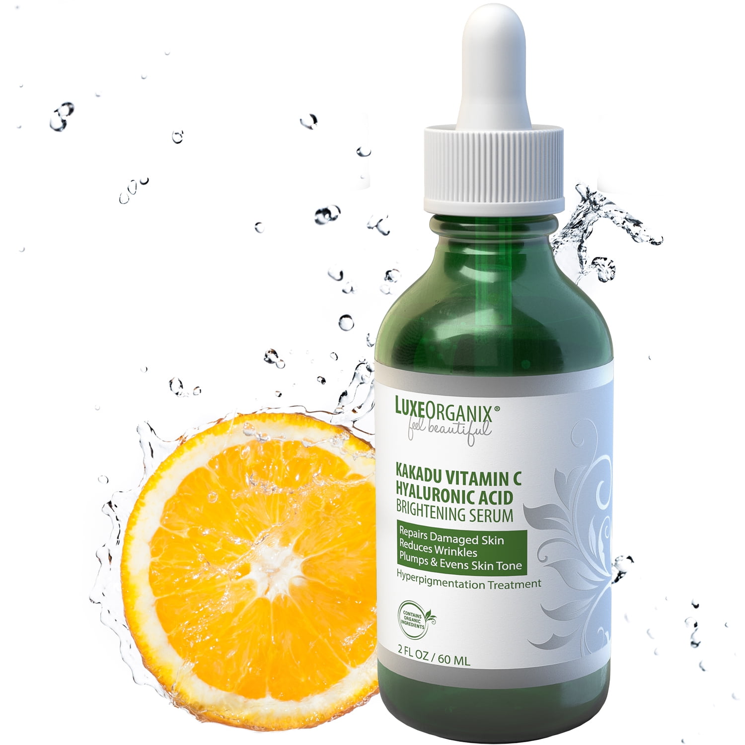 Kakadu Vitamin C Hyaluronic Acid Serum; (2 oz) Brightening Treatment Lightens Dark Spots, Reduces Blemishes & Wrinkles. Hydrates & Absorbs Quickly for Visibly Improved Vibrant Skin. LuxeOrganix