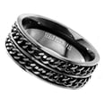 thumbnail image 4 of Blackout Double Chain Spinner Ring Mens Stainless Steel Anti Anxiety Fidget Band Fantasy Forge Jewelry, 4 of 5
