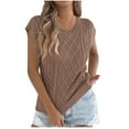 thumbnail image 2 of Hxlamzoo Women's Cable Knit Sleeveless Blouse Round Neck Loose Fit Casual Summer Knitted Tops, 2 of 8