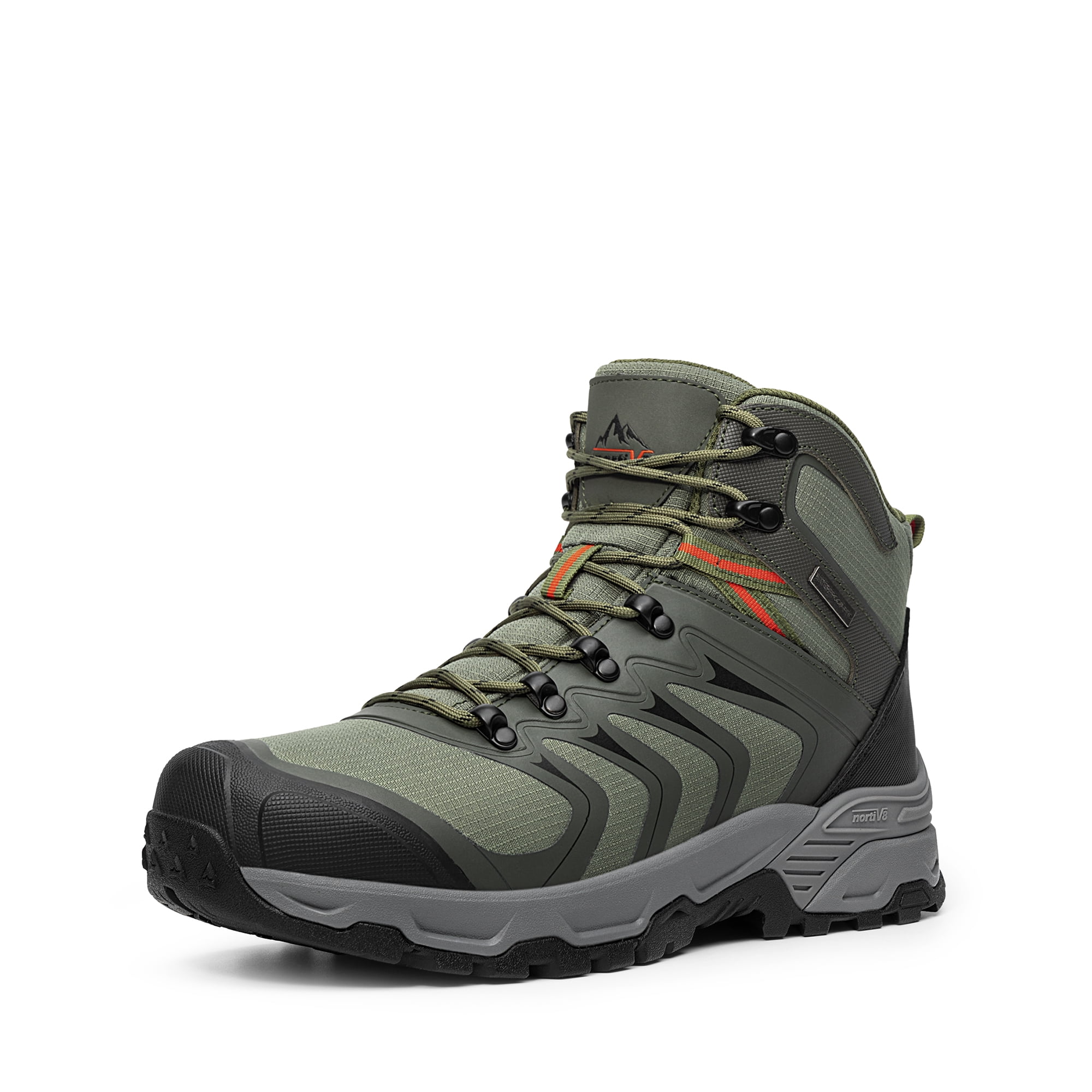 NORTIV 8 Men's Waterproof Hiking Boots with Arch Support, Slip-Resistant Rubber Sole, Lightweight Trekking Boots for Outdoor Adventures