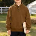 thumbnail image 2 of akafmk Boys Mockneck Sweatshirts Long Sleeve Pullover Sweatshirt Button Stand Collar Ribbed Cuffs Casual Tops Kids Fall Winter Clothes, Size 4-5 Years, 2 of 7