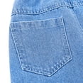 thumbnail image 6 of DAETIROS Girls Denim Midi Skirt with Pockets - Elastic Waist A-Line Jean Skirt for Kids Age 6-16, Casual Blue Raw Hem,Size 6-7T, 6 of 9
