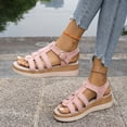thumbnail image 3 of Rokment Womens Roman Platform Gladiator Sandals Beach Trendy Casual Suede Open Toe Buckles Chunky Wedge Fisherman Dress Heels Comfortable Walking Shoes Summer Pink Size 9, 3 of 8