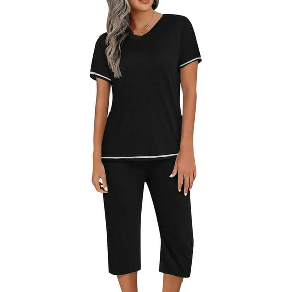 Hauaitttt Women's Two Piece Home Wear V Neck Top Shorts Pajamas Set Ladies Summer Pajamas Womens Sleepwear Flannel Womens Flannel Pants Petite Teens Pajamas Adult Pajamas Women Organic Womens Pajamas
