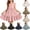 Pink, variant on HAOTAGS Toddler Girls Smock Dresses 7-8,A-Line Knee-Length Ruffled Sleeve Button-Front Soft Summer Dress Pink