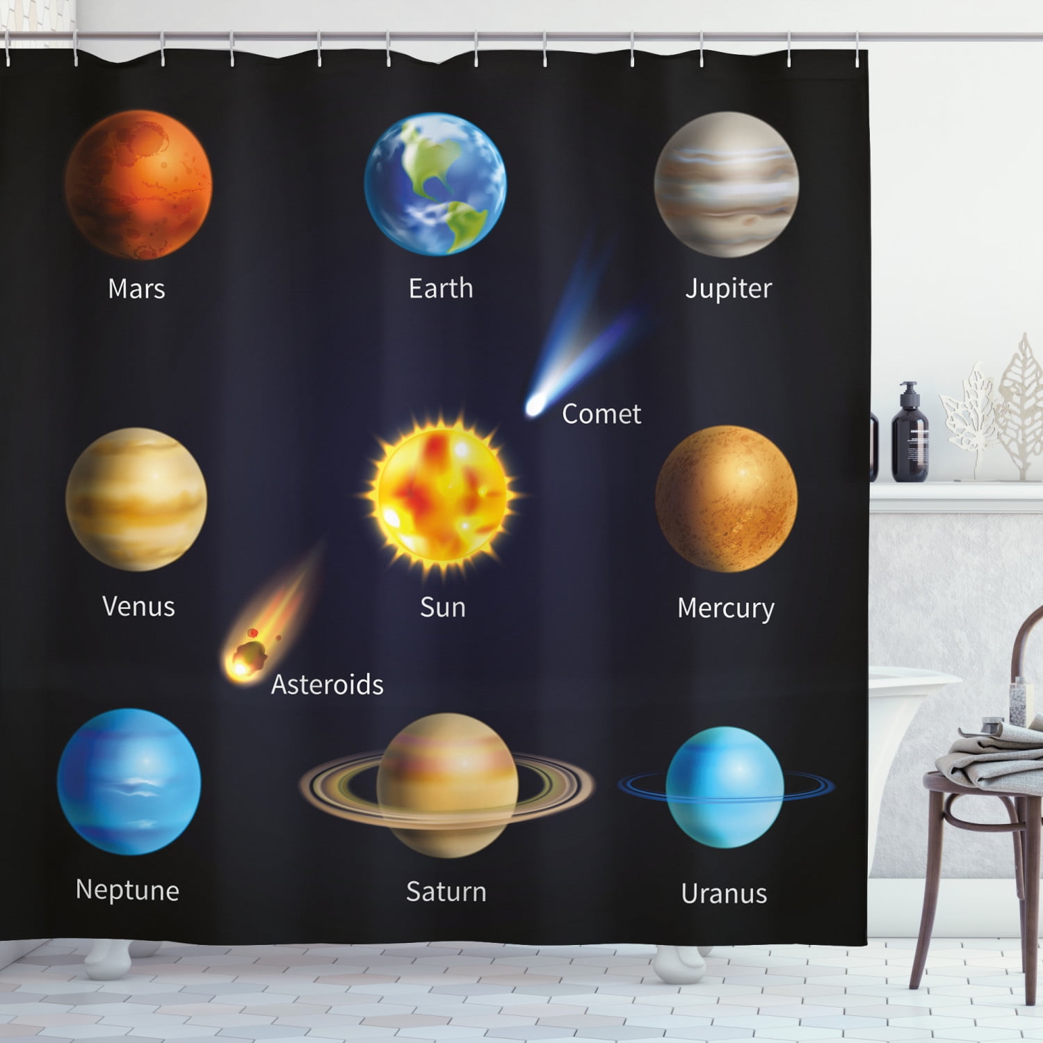 Details about   Fantasy Earth Shower Curtain Mystic Planet Earth in Solar System Desgin 12Hooks 