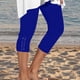 thumbnail image 2 of Leggings capri para mujer - Pantalones de compresión para yoga de cintura alta con pedrería para verano, 2 of 5