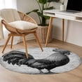 thumbnail image 5 of 3ft Washable Round Rug, Country Animal Non-Slip Circle Area Rug for Bedroom Bedside, Retro Watercolor Black Rooster Soft Indoor Floor Mat for Home Decor, 5 of 9