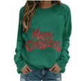 thumbnail image 2 of Amidoa Long Sleeve Women Sweatshirt Boat Neck Casual Green Christmas Sweatshirts Graphic Comfort Womens Tshirts L, 2 of 4