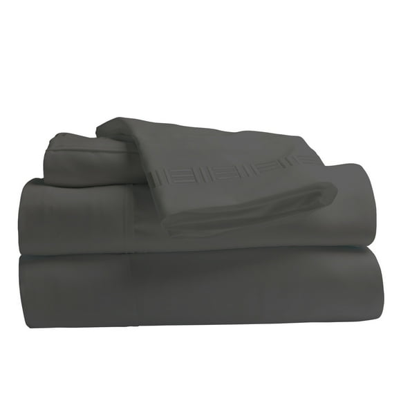 Comfy Bamboo World Ensemble de Draps Brodés 9900 Series 100 G/m², Taille Double, Gris Foncé