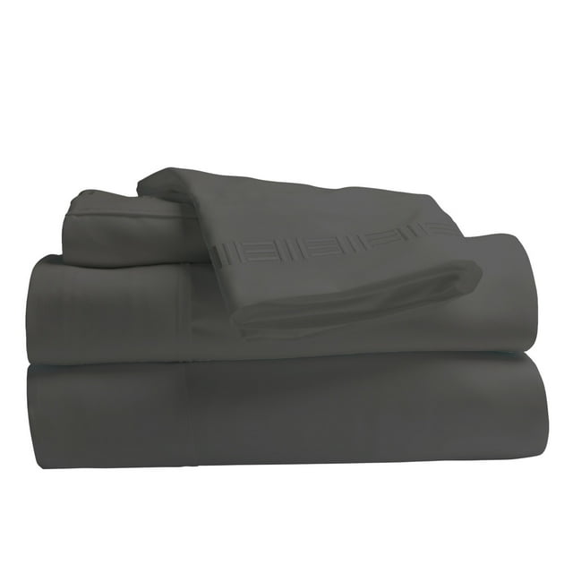 Comfy Bamboo World 9900 Series 100gsm Embroidered Bedsheets Sheet Set, Queen Size, Dark Grey