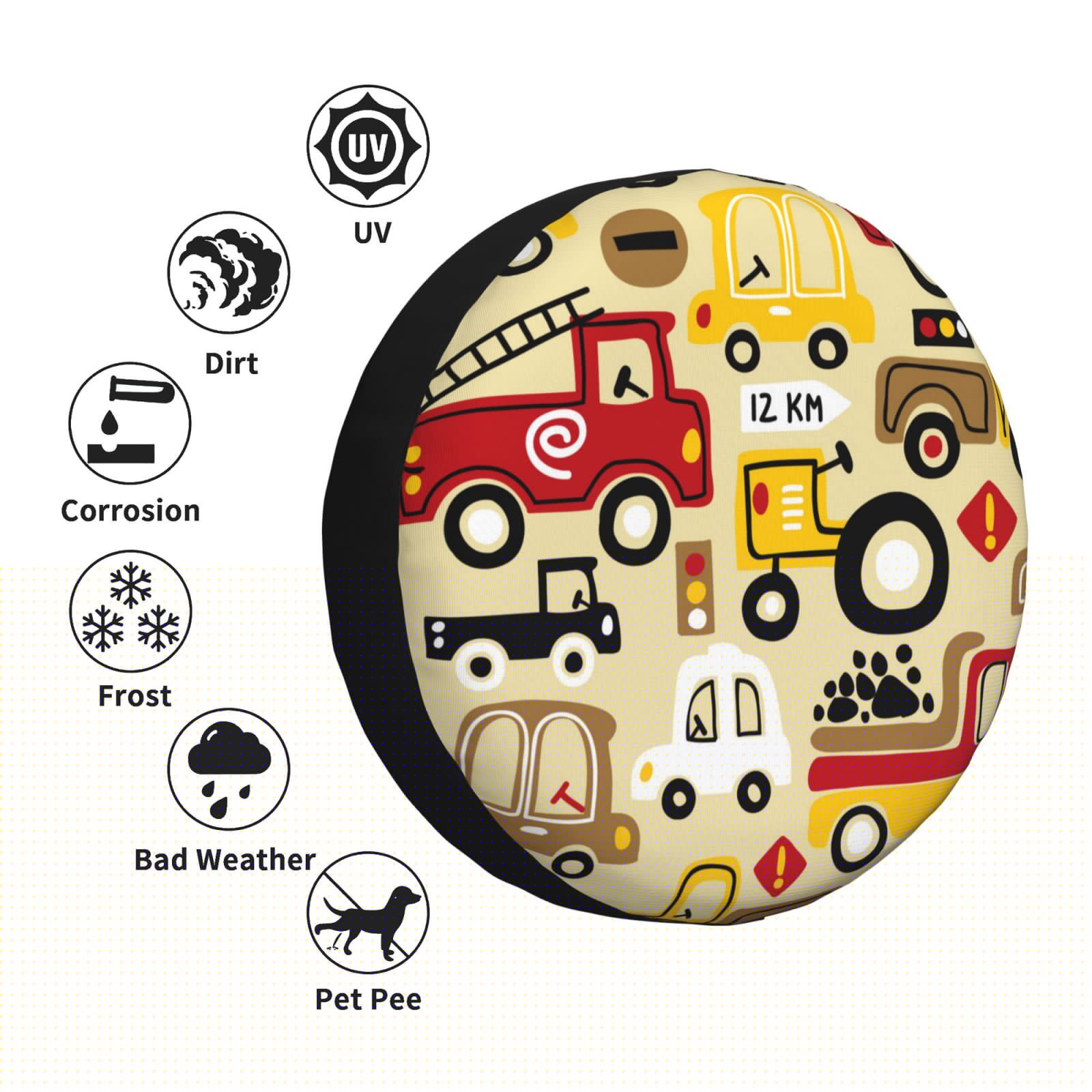 thumbnail image 5 of Bingfone Vehicles Spare Tire Cover Weatherproof Universal Wheel Protectors For Rv Camper Travel Trailer Suv Truck 17 Inch, 5 of 9