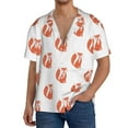 thumbnail image 3 of Vsdgher Orange Fox Print Men's Wrinkle Free Untucked Cuban Shirt Business Casual Button Down Shirts Short Sleeve Shirt, 3 of 7