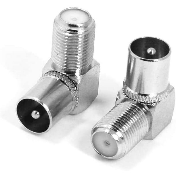 Tv Antenna Coaxial Adapter Socket To Plug, Angled, 2Piece F Socket To