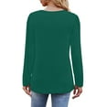 thumbnail image 5 of LISTHA Long Sleeve T Shirt Women 2025 Pleated Blouses Crew Neck Fashion Tunic Tops Dressy Trendy Tops Dark Green S, 5 of 6