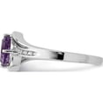 thumbnail image 4 of Sterling Silver Rhodium Plated Diamond And Amethyst Square Ring (Size 9) Made In India qr4639am-9, 4 of 5