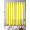thumbnail image 3 of Yellow Striped Semi Sheer Window Curtains 108 Inches Long, Modern Farmhouse Yellow White Stripes Rod Pocket Voile Silky Chiffon Curtain Light Filtering Drapes for Living Room, 52"x108", 2 Panels, 3 of 9