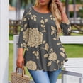 thumbnail image 4 of Sawvnm Summer Tops Plus Size Women's Fashion Loose Casual Printing 3/4 Sleeve T-Shirt Round Neck Plus Size Top Women Work Out Tops Gray 3XL, 4 of 5