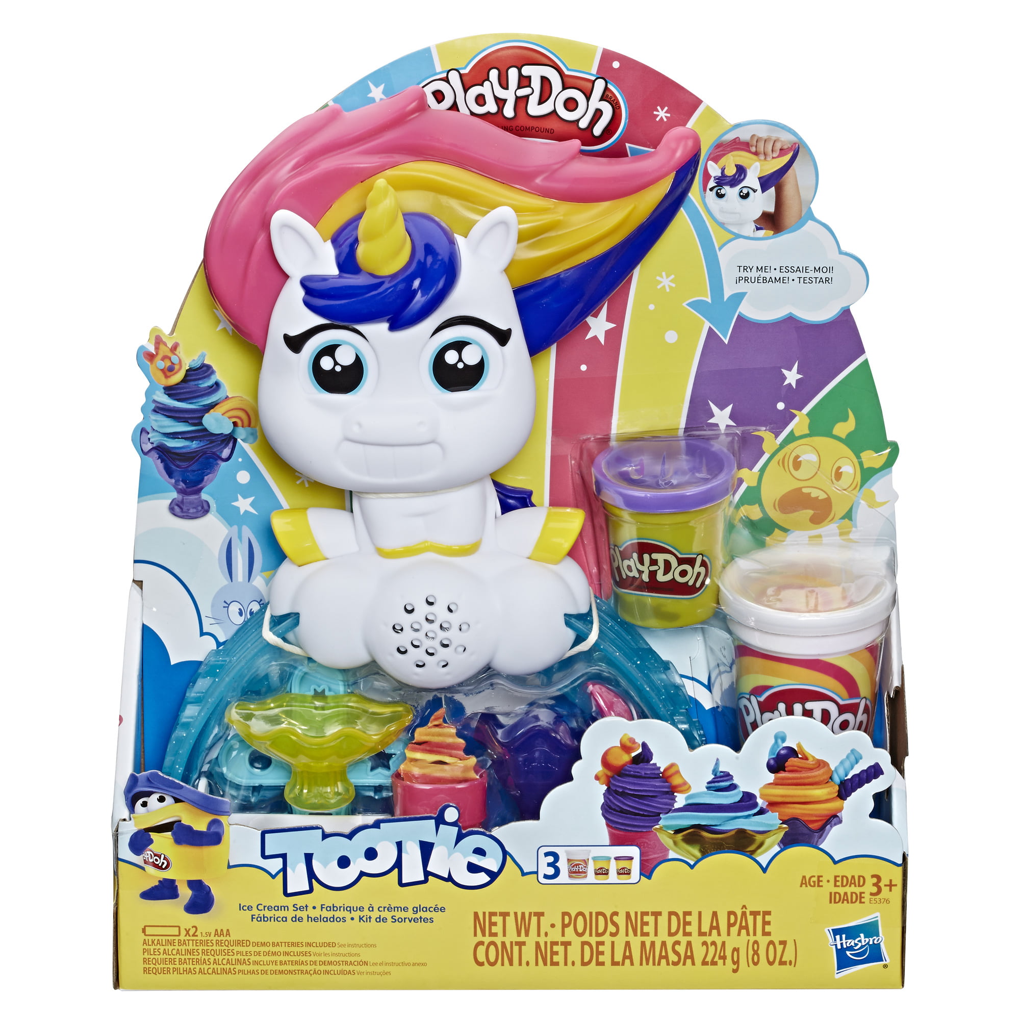 Play-Doh Tootie the Unicorn Ice Cream Set, 3 Cans of Color Swirl (8 oz) - image 3 of 11