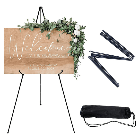 OWLKELA Easel Stand, Lightweight Adjustable Art Easel for Display, with Portable Bag, Black Steel, 65 in