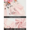 thumbnail image 6 of Women Button Up Blouses for Women Floral Print Shirts 3/4 Sleeve V Neck Pleated Front Blouse Tops Summer Casual T-shirts Pink 4XL, 6 of 6
