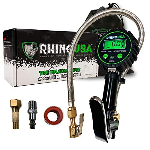 Rhino USA Digital Tire Inflator with Pressure Gauge (0200 PSI) ANSI