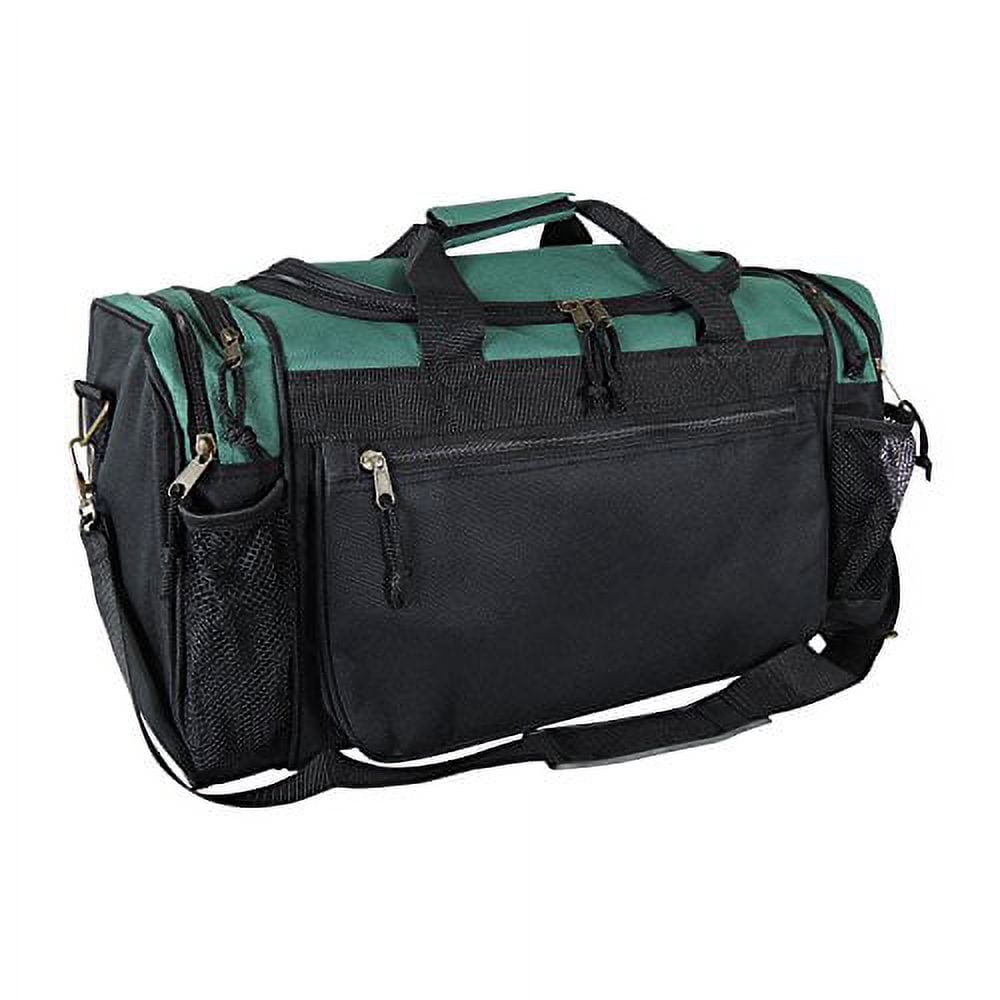 DALIX 20" Sports Duffle Bag w Water Bottle Mesh and Valuables Pockets in Dark Green